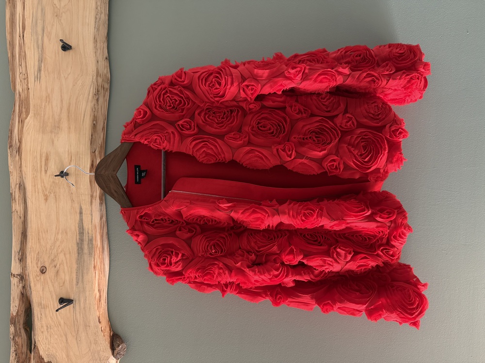 Karen Millen Crinkle Rosette Woven Bomber Jacket